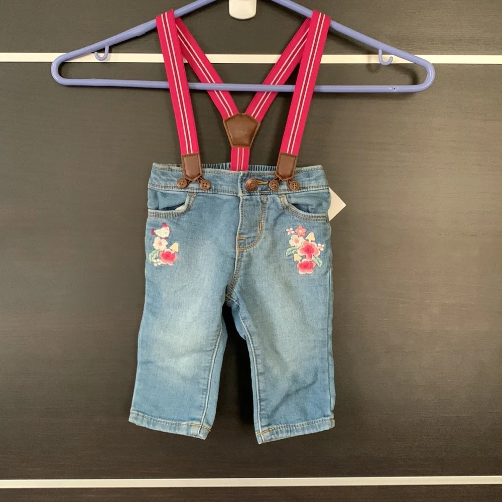 OshKosk B’Gosh Embroidered Detachable Suspender Jeans